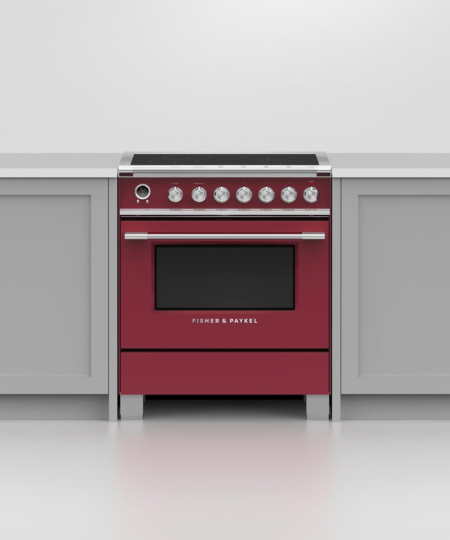 FISHER & PAYKEL OR30SCI6R1 30" Series 9 Classic 4 Zone Induction Self-Cleaning Range Red - OR30SCI6R1