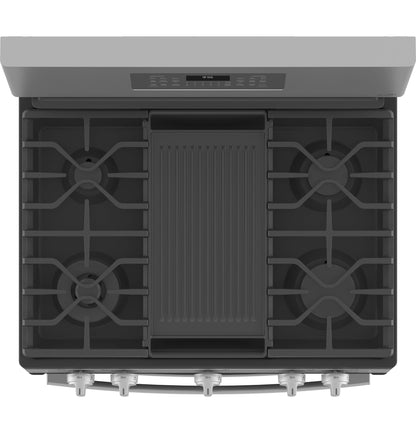 GE APPLIANCES GE Profile 30" Free-Standing Gas Double Oven Convection Fingerprint Resistant Range with No Preheat Air Fry in Stainless Steel - PGB965YPFS