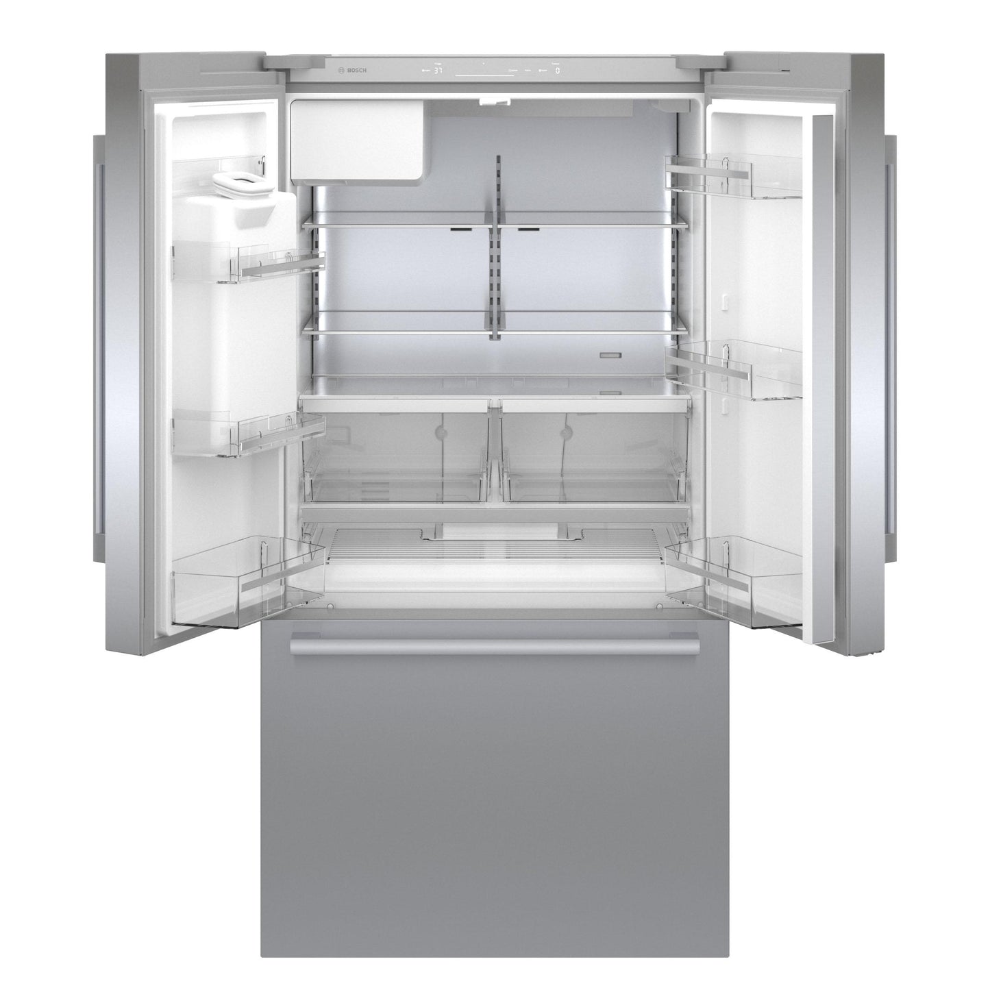 BOSCH B36CD52SNS 500 Series, French Door Bottom freezer, multi door, 36'', Brushed steel (with anti-fingerprint), Total No Frost in Stainless Steel - B36CD52SNS