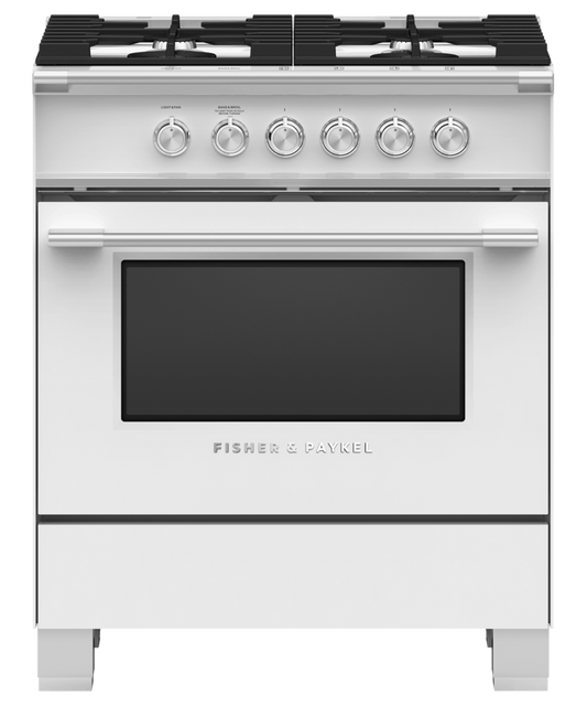 FISHER & PAYKEL OR30SCG4W1 30" Series 7 Classic 4 Burner Gas Range White - OR30SCG4W1