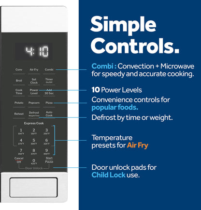 GE APPLIANCES GCST10A1WSS GE® 1.0 Cu. Ft. Capacity Countertop Convection Microwave Oven with Air Fry in Stainless Steel - GCST10A1WSS