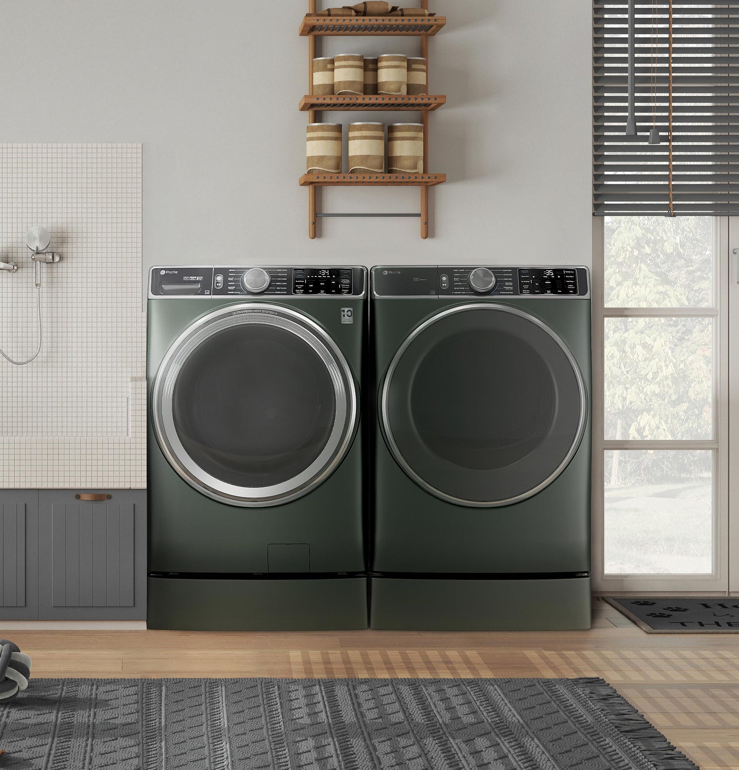 GE APPLIANCES PFW955SPWGN GE Profile™ 5.5 cu. ft. Capacity Smart Front Load ENERGY STAR® Steam Washer with UltraFresh Vent System+ and Smart Wash & Smart Rinse Green - PFW955SPWGN