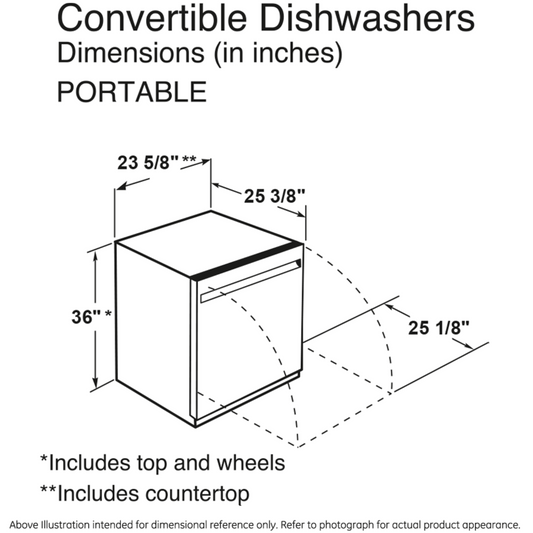 GE APPLIANCES GPT225SSLSS GE ENERGY STAR 24" in Stainless Steel Interior Portable Dishwasher with Sanitize Cycle in Stainless Steel - GPT225SSLSS