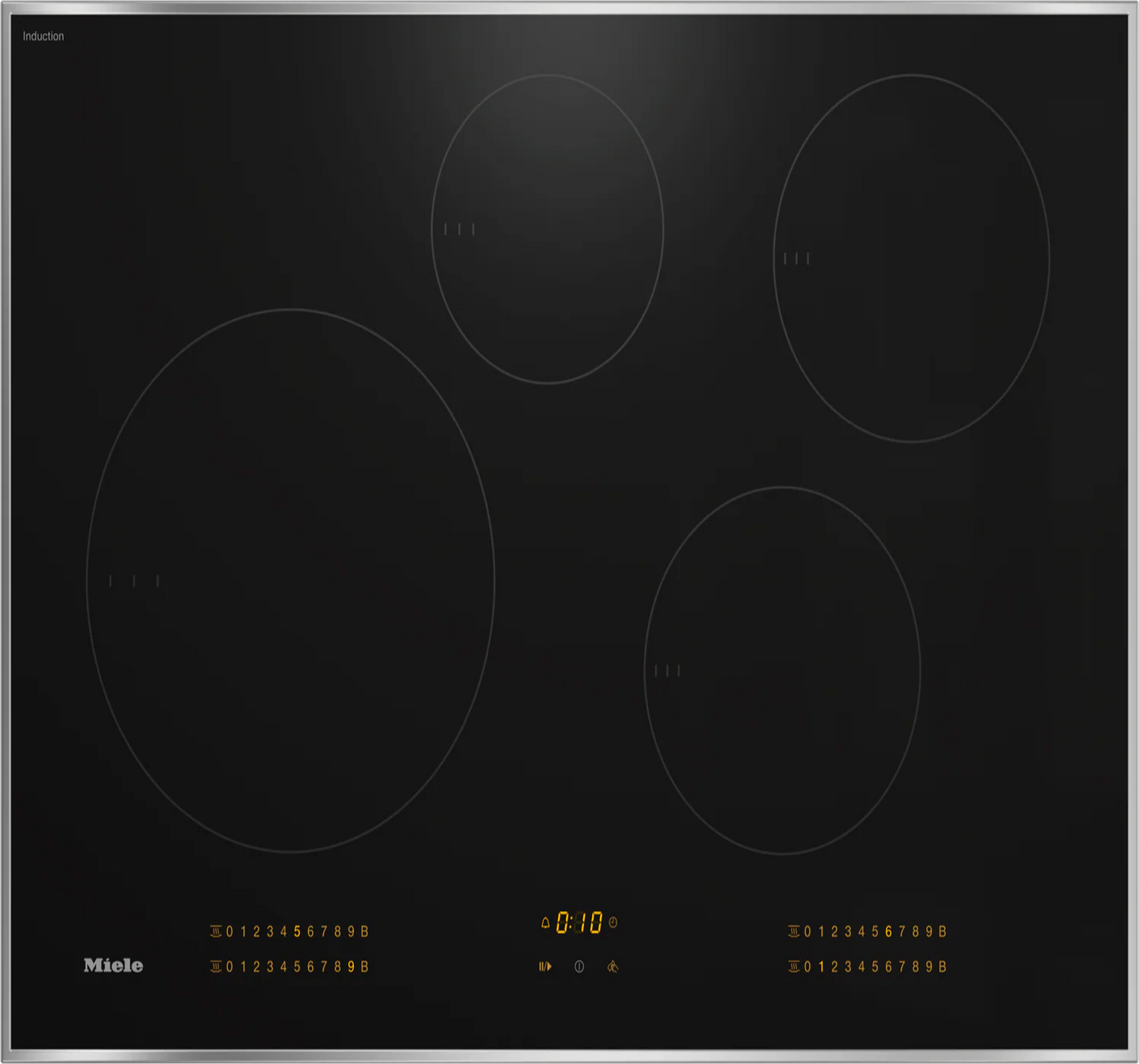 MIELE KM 7730 FR - 30-inch induction cooktop, operated with its own controls with 4 round cooking zones -  KM7730FR