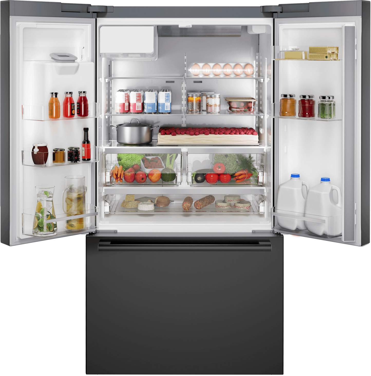 BOSCH B36CD52SNB 500 Series, French Door Bottom freezer, multi door, 36'', Black inox-antifingerprint, Total No Frost Black in Stainless Steel - B36CD52SNB