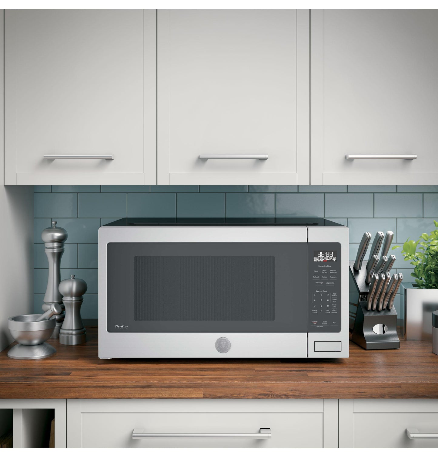 GE APPLIANCES Profile 2.2 Cu. Ft. Countertop Sensor Microwave Oven in Stainless Steel - PCST22U1WSS