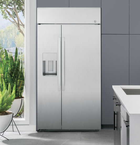 GE APPLIANCES Profile 48" Smart Built-In Side-by-Side Refrigerator with Dispenser in Stainless Steel - PSB48YSNSS