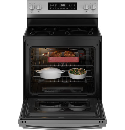 GE APPLIANCES GRF600AVSS GE® ENERGY STAR® 30" Free-Standing Electric Convection Range with No Preheat Air Fry and EasyWash™ Oven Tray in Stainless Steel - GRF600AVSS