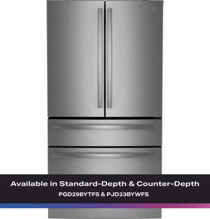 GE APPLIANCES PJD23BYWFS GE Profile™ ENERGY STAR® 23.3 Cu. Ft. Smart Counter-Depth Fingerprint Resistant 4-Door French-Door Refrigerator with Door In Door in Stainless Steel - PJD23BYWFS