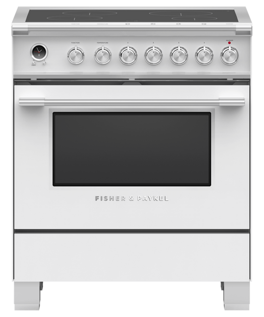 FISHER & PAYKEL OR30SCI6W1 30" Series 9 Classic 4 Zone Induction Self-Cleaning Range White - OR30SCI6W1