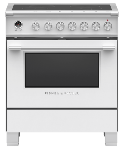 FISHER & PAYKEL OR30SCI6W1 30" Series 9 Classic 4 Zone Induction Self-Cleaning Range White - OR30SCI6W1