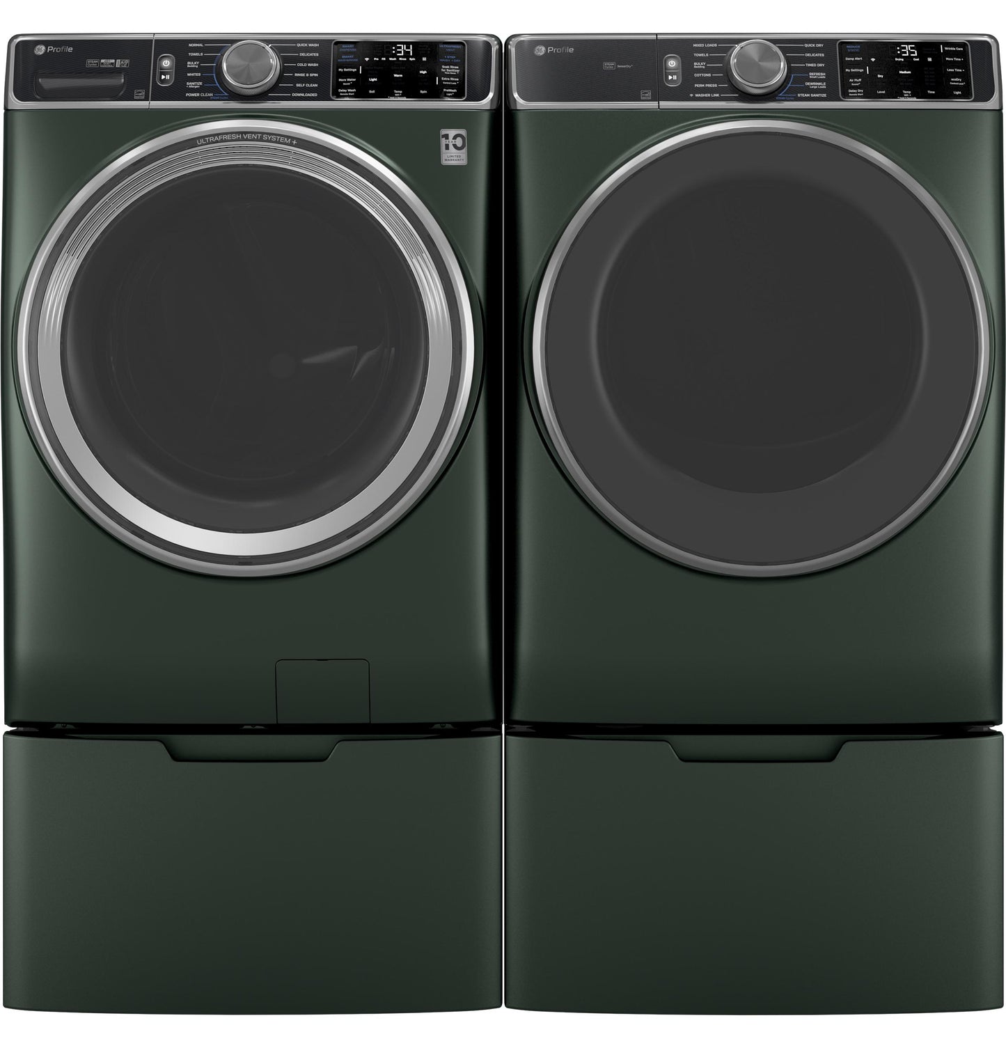 GE APPLIANCES PFW955SPWGN GE Profile™ 5.5 cu. ft. Capacity Smart Front Load ENERGY STAR® Steam Washer with UltraFresh Vent System+ and Smart Wash & Smart Rinse Green - PFW955SPWGN