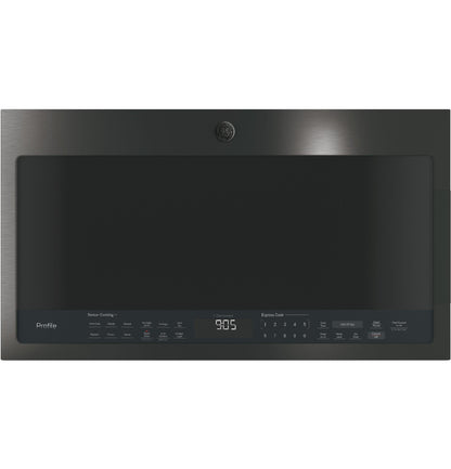 GE APPLIANCES GE Profile 2.1 Cu. Ft. Over-the-Range Sensor Microwave Oven Black in Stainless Steel - PVM9005BLTS