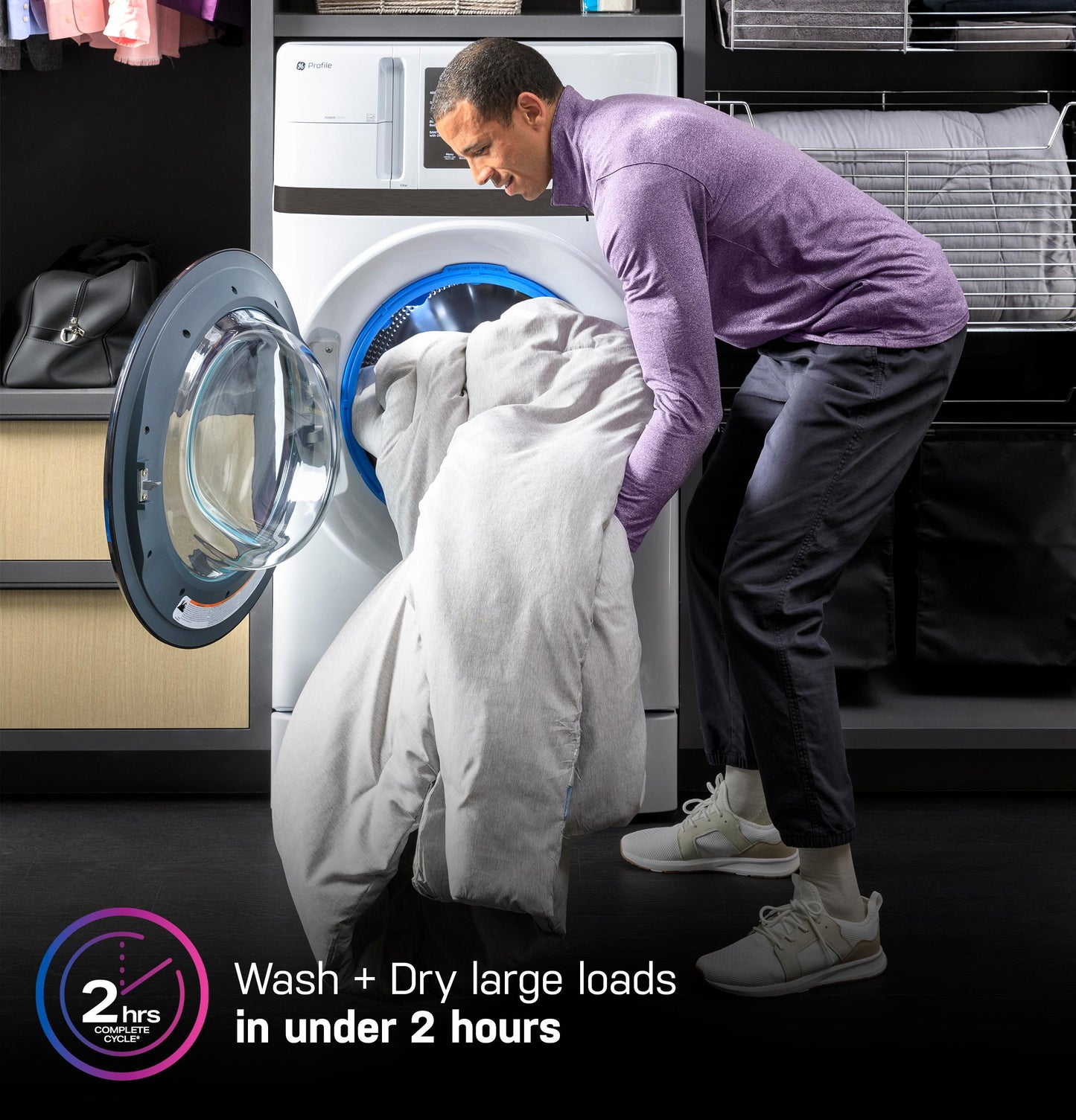 GE APPLIANCES PFQ83HSSWWW GE Profile™ ENERGY STAR® 4.6 cu. ft. Capacity UltraFast Combo with Ventless Inverter Heat Pump Technology Washer/Dryer White - PFQ83HSSWWW