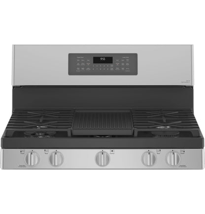 GE APPLIANCES GE Profile 30" Free-Standing Gas Double Oven Convection Fingerprint Resistant Range with No Preheat Air Fry in Stainless Steel - PGB965YPFS