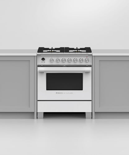 FISHER & PAYKEL OR30SCG6W1 30" Series 9 Classic 4 Burner Dual Fuel Self-Cleaning Range White - OR30SCG6W1