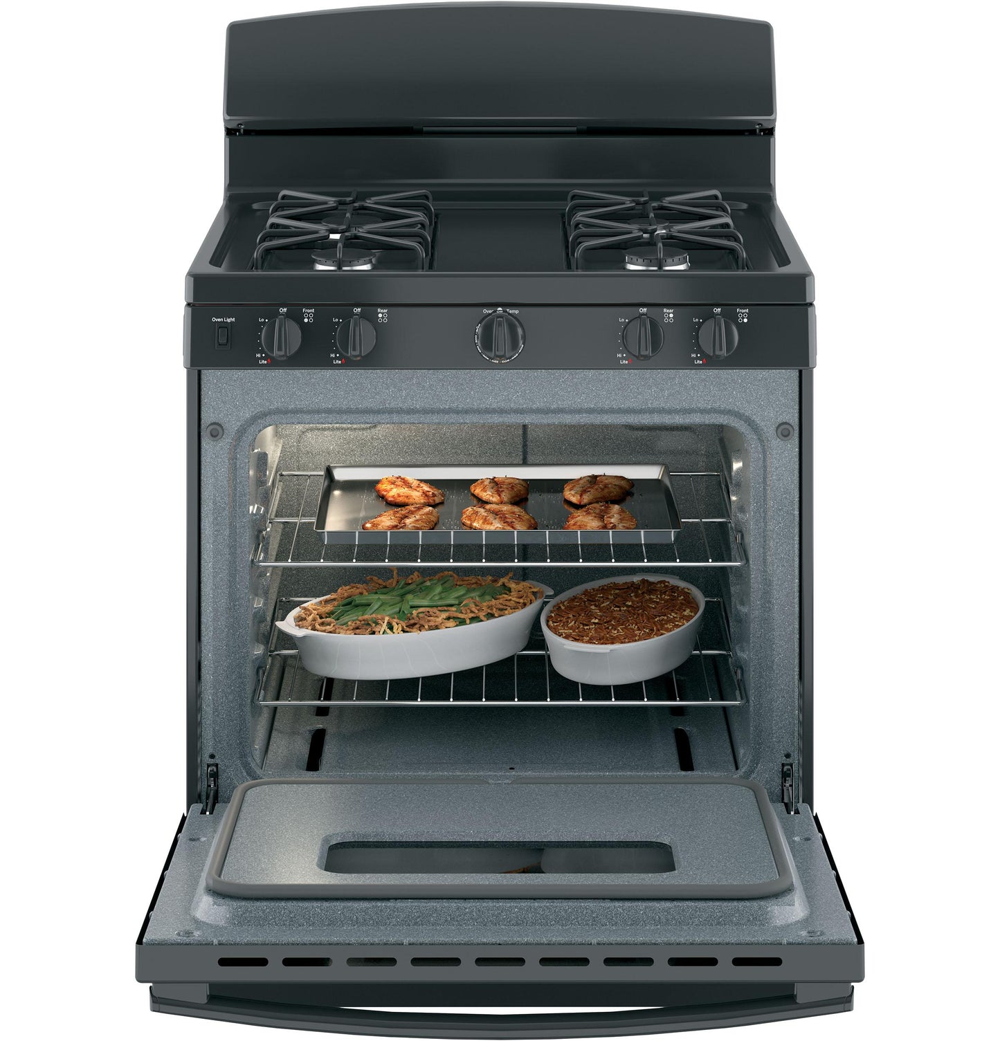 GE APPLIANCES GE 30" Free-Standing Front Control Gas Range Black - JGBS10DEMBB