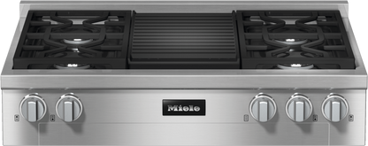 MIELE KMR11353GGR KMR 1135-3 G GR EDST/CLST - 36-inch Range Top with 4 burners and grill for flexibility and high performance in Stainless Steel - KMR11353GGR
