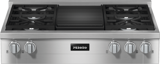 MIELE KMR11353GGR KMR 1135-3 G GR EDST/CLST - 36-inch Range Top with 4 burners and grill for flexibility and high performance in Stainless Steel - KMR11353GGR