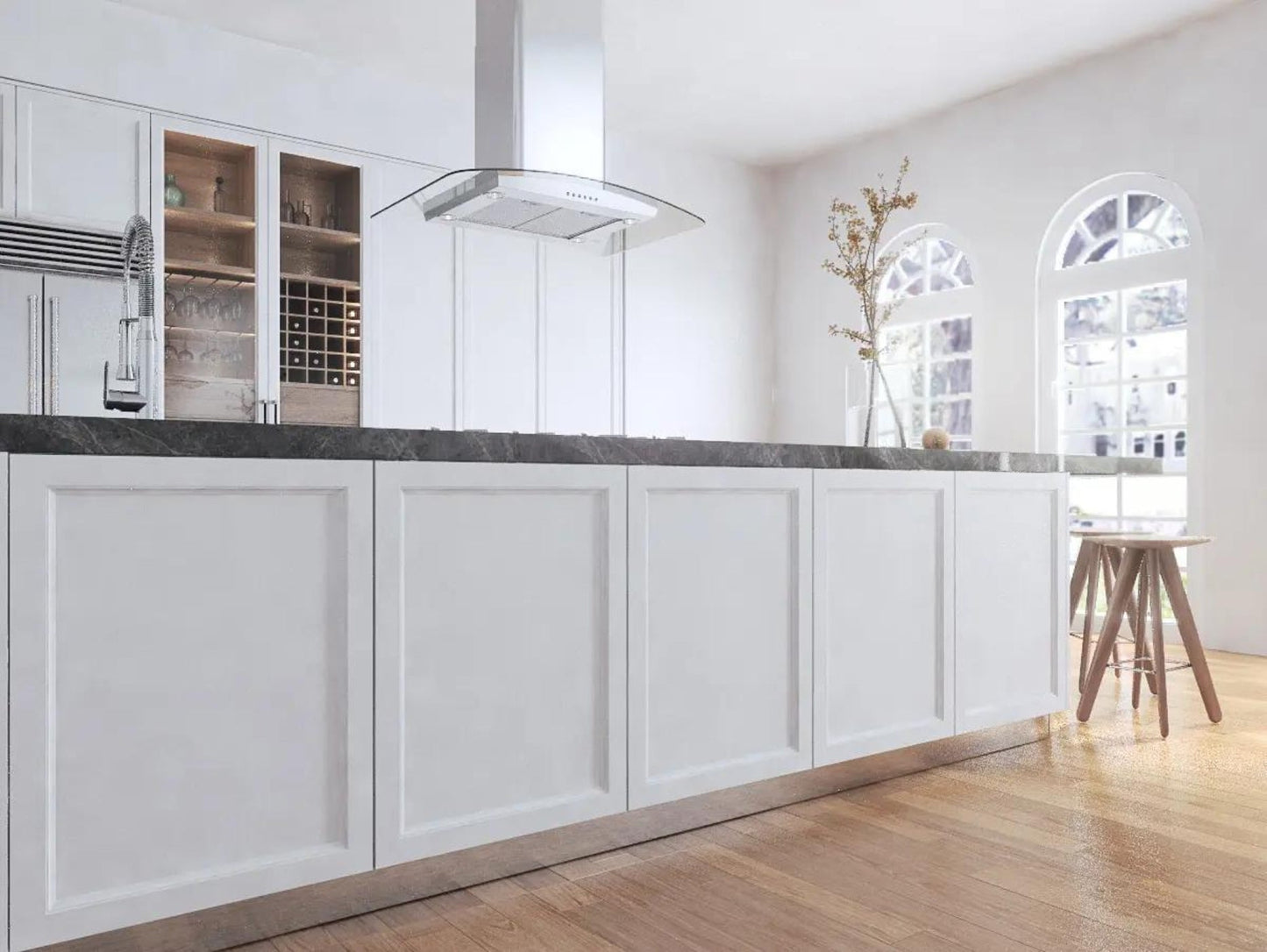 XO APPLIANCE XOMI36GC 36" CCC 600/395 CFM Island Hood Stainless/Glass in Stainless Steel - XOMI36GC