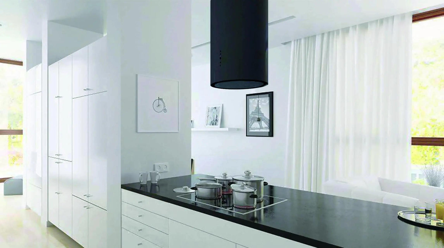XO APPLIANCE XOCYLI16BC 600/395 CFM Designer Cylinder Island Black - XOCYLI16BC