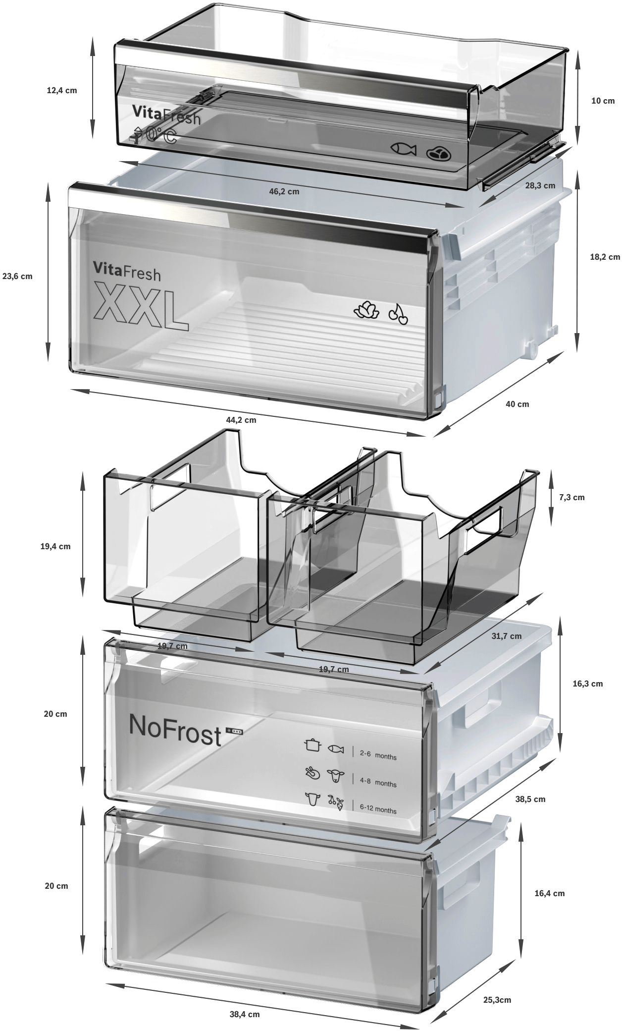 BOSCH B24CB80ESW 800 Series, free-standing fridge-freezer with freezer at bottom, glass door, 24'', White, Total No Frost White - B24CB80ESW