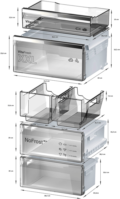 BOSCH B24CB80ESB 800 Series, free-standing fridge-freezer with freezer at bottom, glass door, 24'', Black, Total No Frost Black - B24CB80ESB