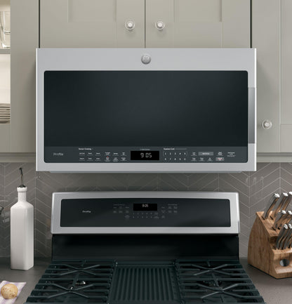 GE APPLIANCES Profile 2.1 Cu. Ft. Over-the-Range Sensor Microwave Oven in Stainless Steel - PVM9005SJSS