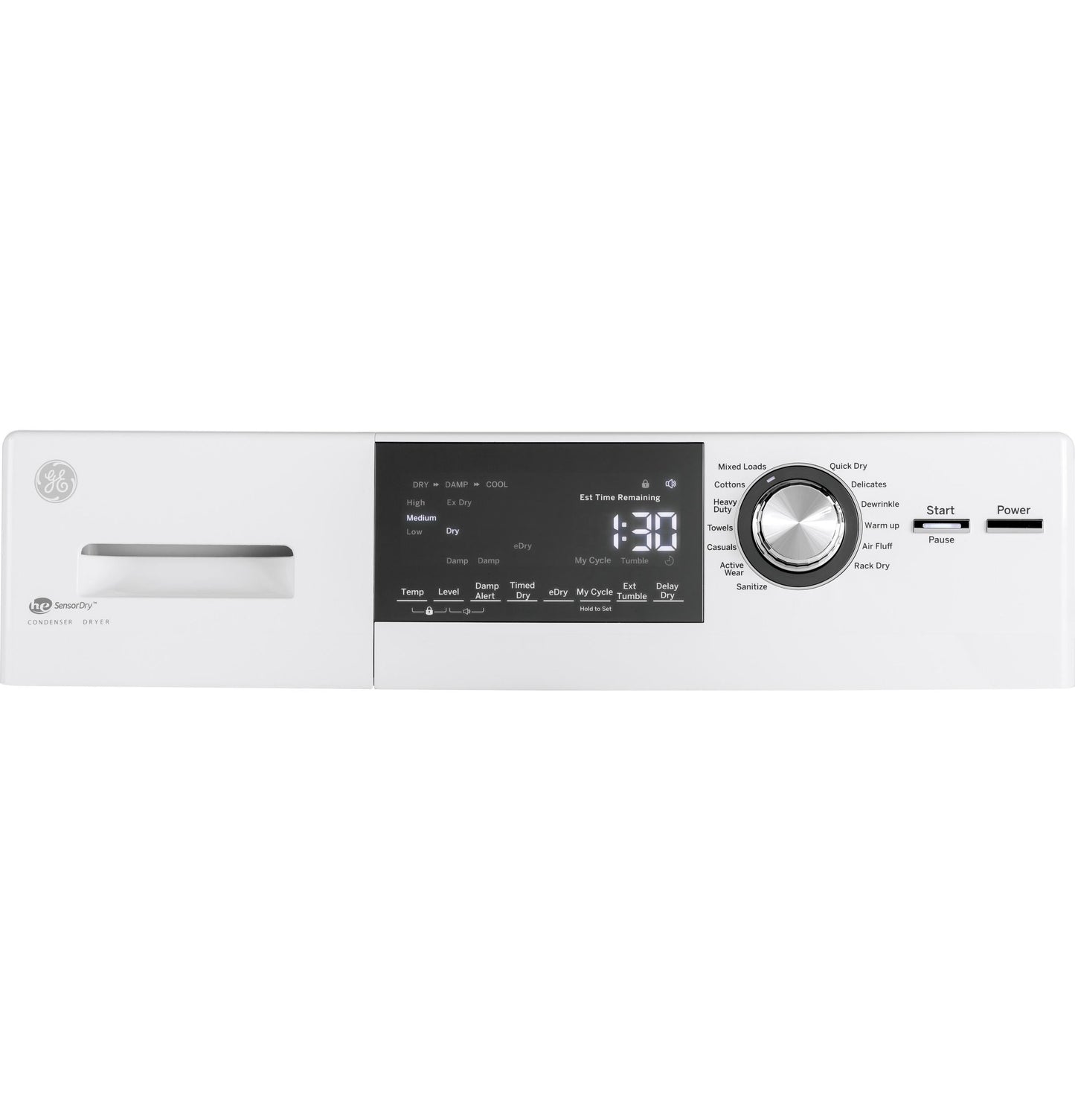 GE APPLIANCES GE 24" 4.1 Cu.Ft. Front Load Ventless Condenser Electric Dryer with in Stainless Steel Basket White - GFT14ESSMWW