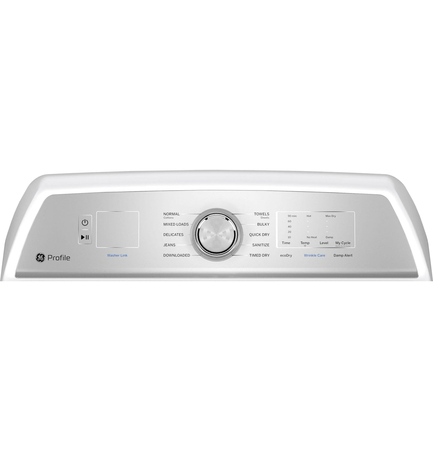 GE APPLIANCES PTD60EBSRWS GE Profile™ ENERGY STAR® 7.4 cu. ft. Capacity aluminized alloy drum Electric Dryer with Sanitize Cycle and Sensor Dry White On Gray