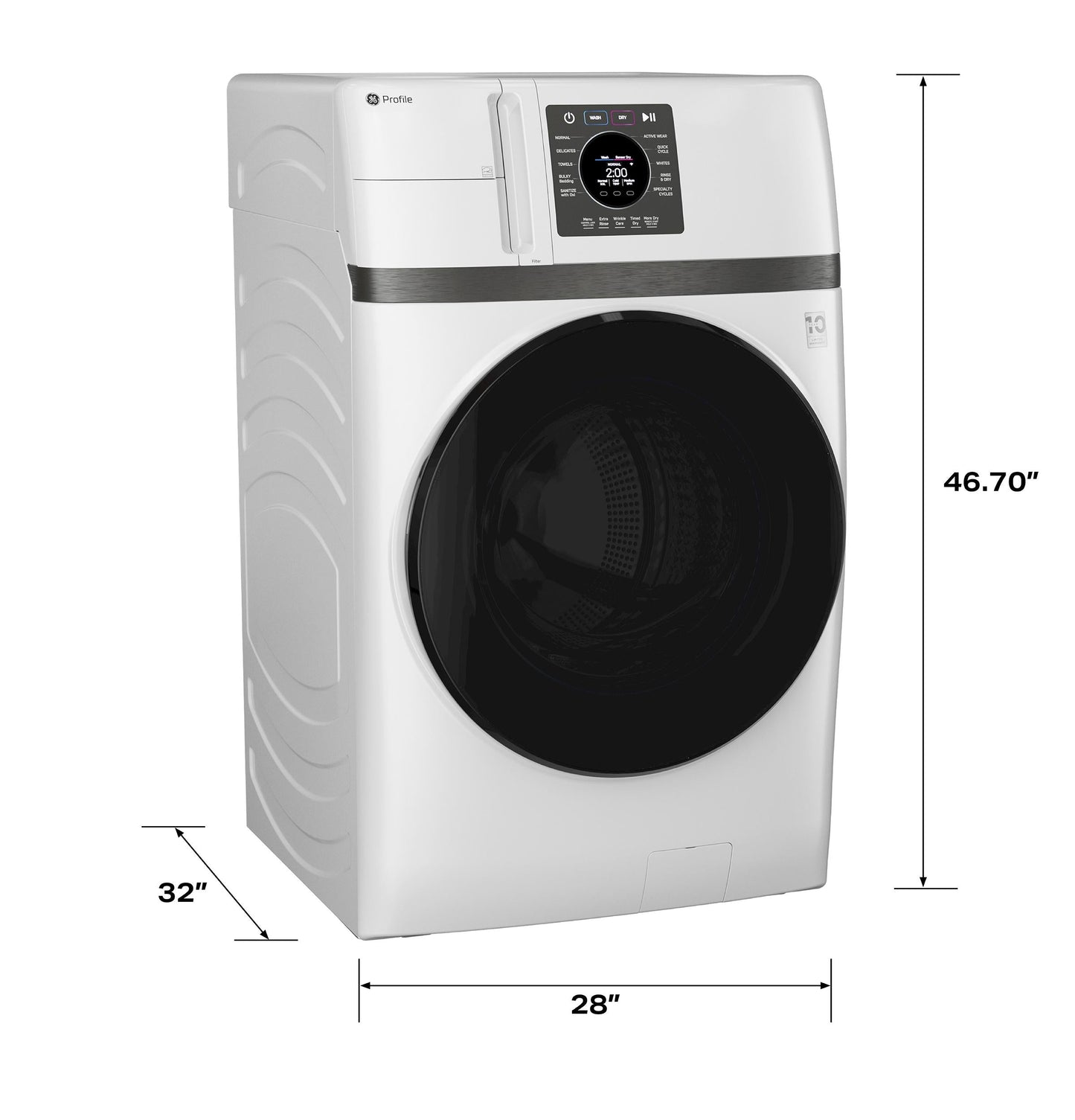 GE APPLIANCES PFQ83HSSWWW GE Profile™ ENERGY STAR® 4.6 cu. ft. Capacity UltraFast Combo with Ventless Inverter Heat Pump Technology Washer/Dryer White - PFQ83HSSWWW