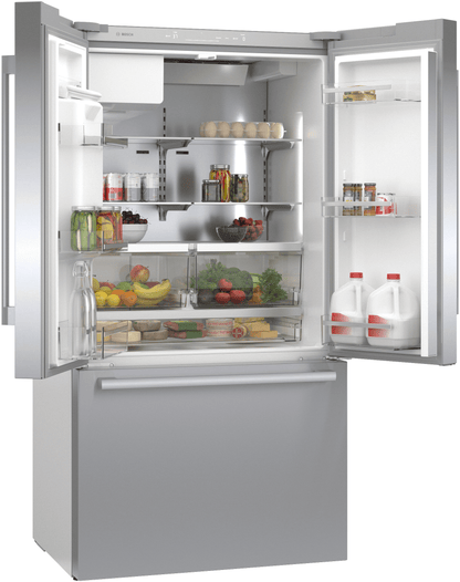 BOSCH B36CD52SNS 500 Series, French Door Bottom freezer, multi door, 36'', Brushed steel (with anti-fingerprint), Total No Frost in Stainless Steel - B36CD52SNS