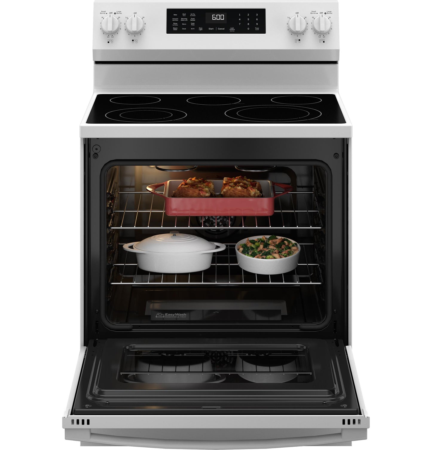 GE APPLIANCES GRF600AVWW GE® ENERGY STAR® 30" Free-Standing Electric Convection Range with No Preheat Air Fry and EasyWash™ Oven Tray White - GRF600AVWW