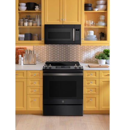 GE APPLIANCES 1.9 Cu. Ft. Over-the-Range Sensor Microwave Oven Black Slate - JVM7195FLDS