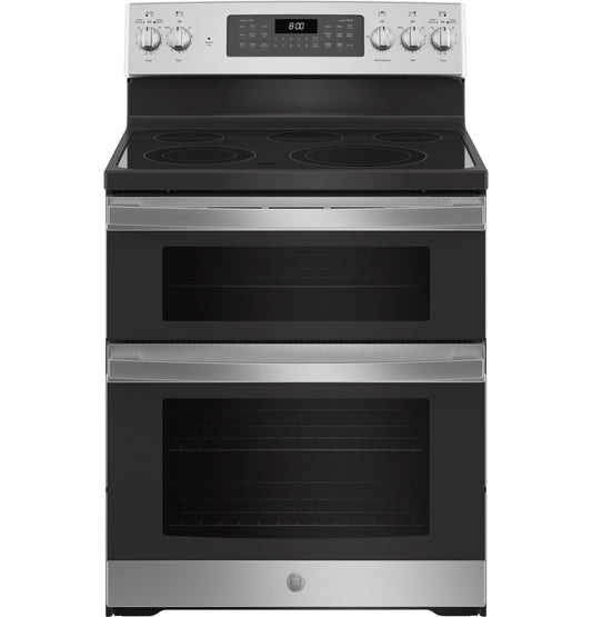 GE APPLIANCES GE 30" Free-Standing Electric Double Oven Convection Range in Stainless Steel - JBS86SPSS