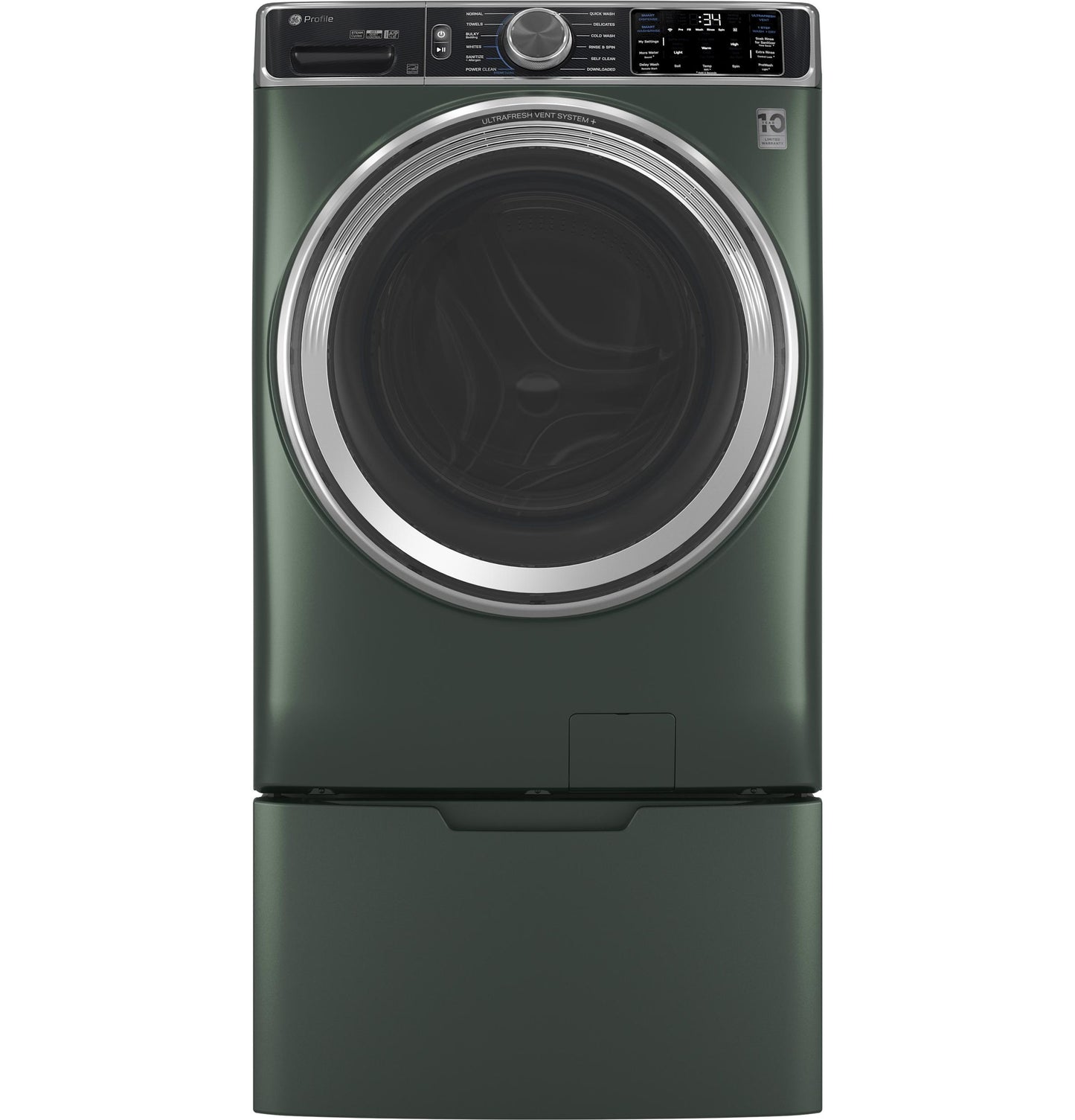 GE APPLIANCES PFW955SPWGN GE Profile™ 5.5 cu. ft. Capacity Smart Front Load ENERGY STAR® Steam Washer with UltraFresh Vent System+ and Smart Wash & Smart Rinse Green - PFW955SPWGN