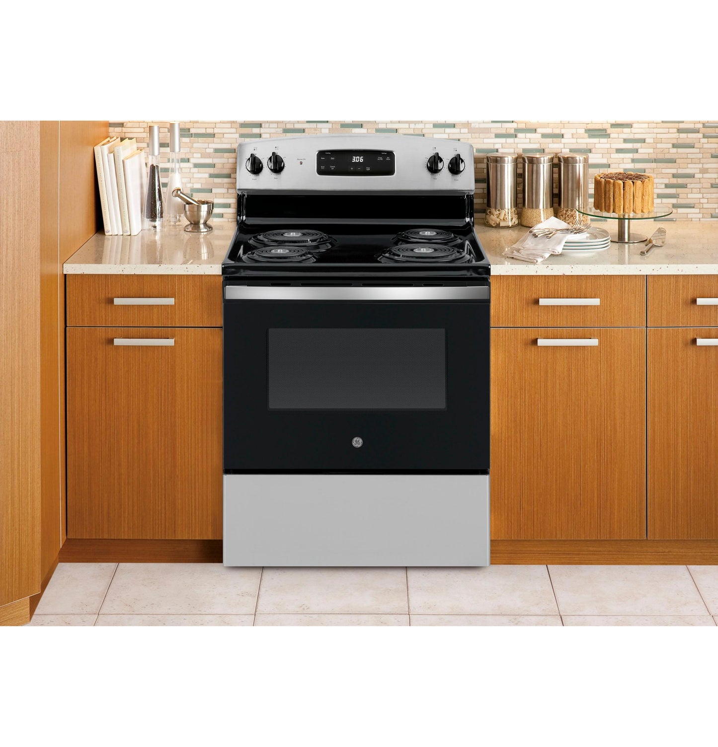GE APPLIANCES 30" Free-Standing Electric Range in Stainless Steel - JBS360RTSS