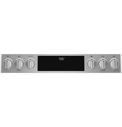 GE APPLIANCES 30" Smart Dual Fuel Slide-In Front-Control Fingerprint Resistant Range in Stainless Steel - P2S930YPFS