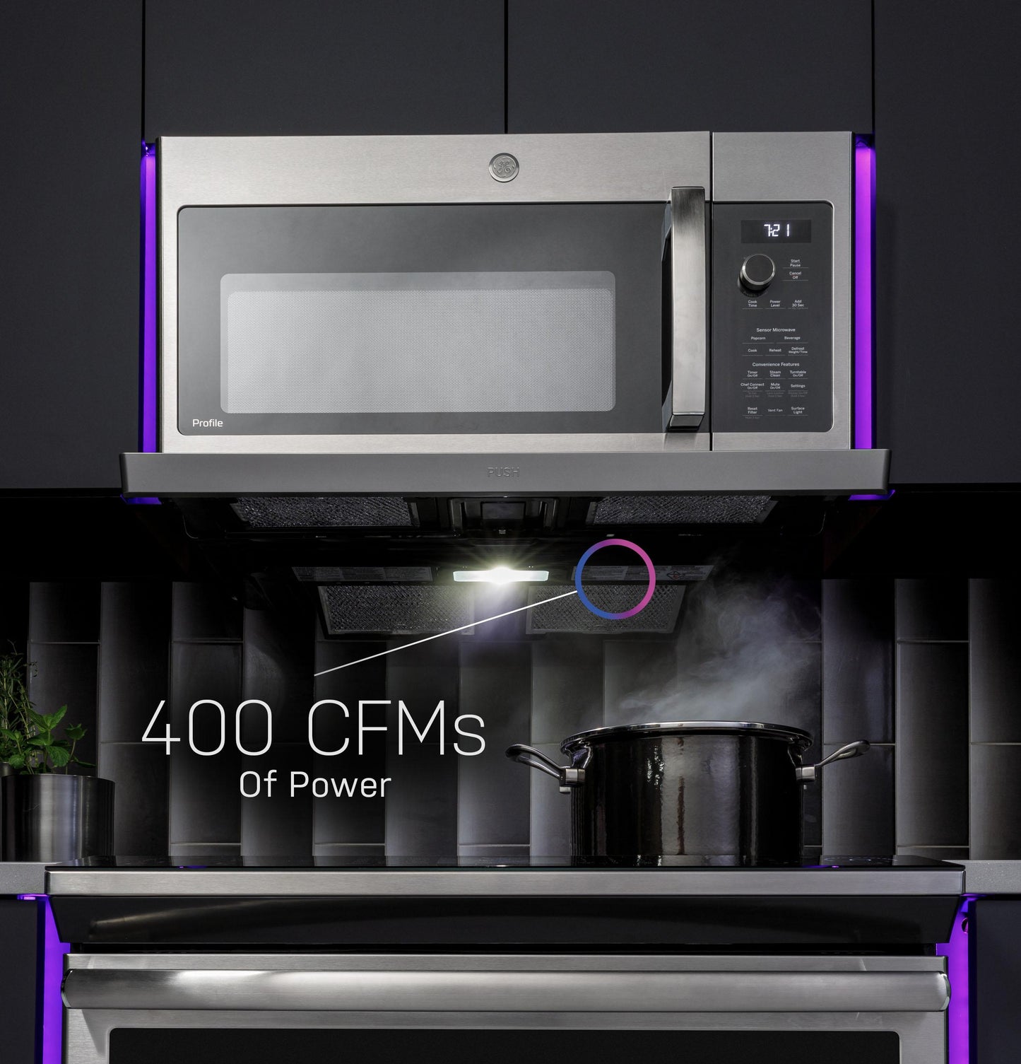 GE APPLIANCES Profile 2.2 Cu. Ft. Over-the-Range Sensor Microwave Oven in Stainless Steel - PVM9225SRSS