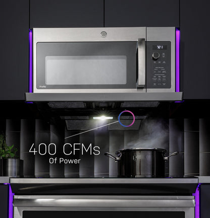 GE APPLIANCES Profile 2.2 Cu. Ft. Over-the-Range Sensor Microwave Oven in Stainless Steel - PVM9225SRSS