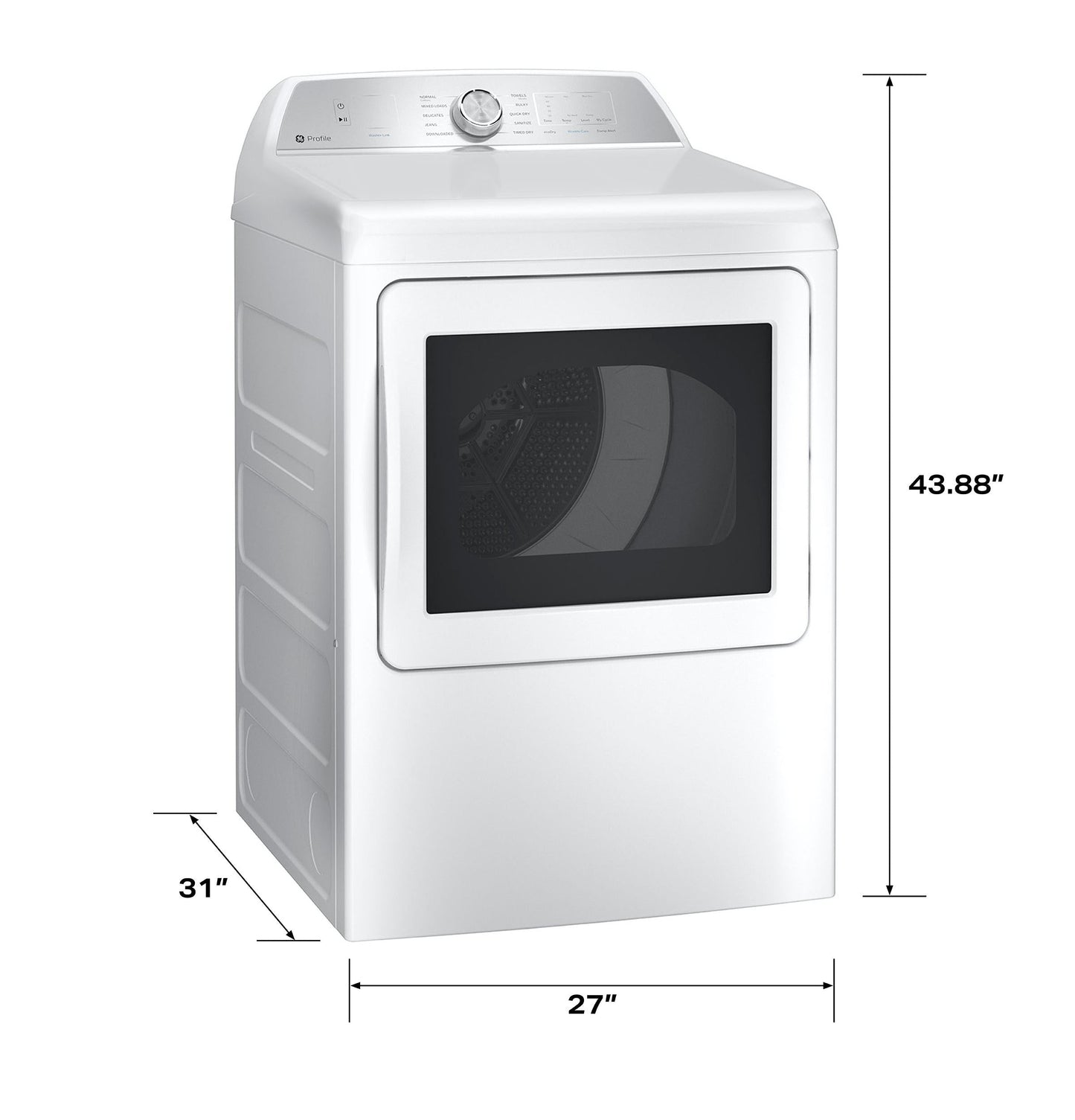 GE APPLIANCES PTD60EBSRWS GE Profile™ ENERGY STAR® 7.4 cu. ft. Capacity aluminized alloy drum Electric Dryer with Sanitize Cycle and Sensor Dry White On Gray
