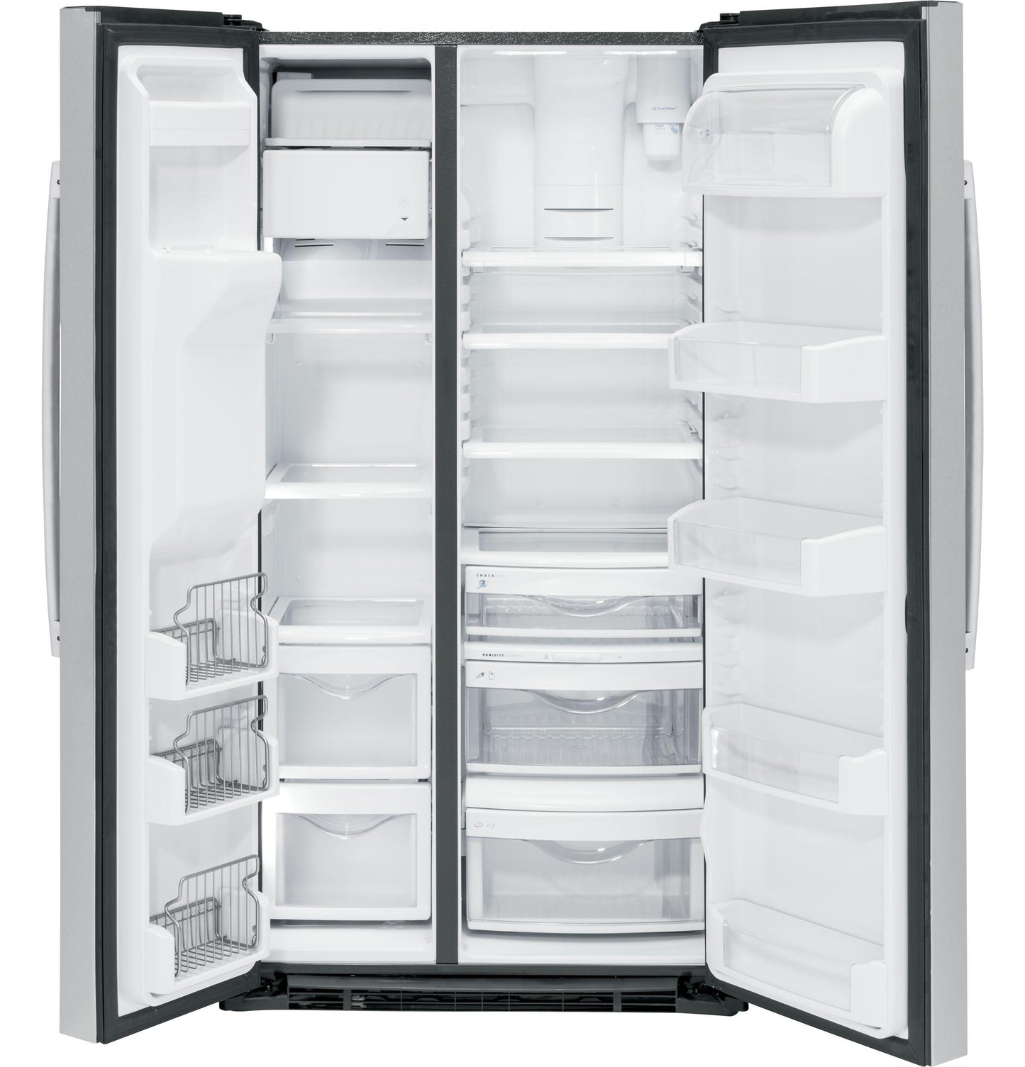 GE APPLIANCES 21.9 Cu. Ft. Counter-Depth Side-By-Side Refrigerator in Stainless Steel - PZS22MYKFS