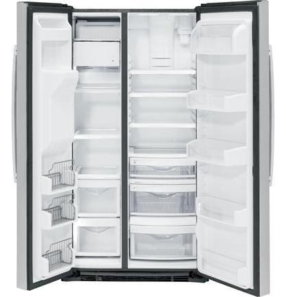 GE APPLIANCES 21.9 Cu. Ft. Counter-Depth Side-By-Side Refrigerator in Stainless Steel - PZS22MYKFS