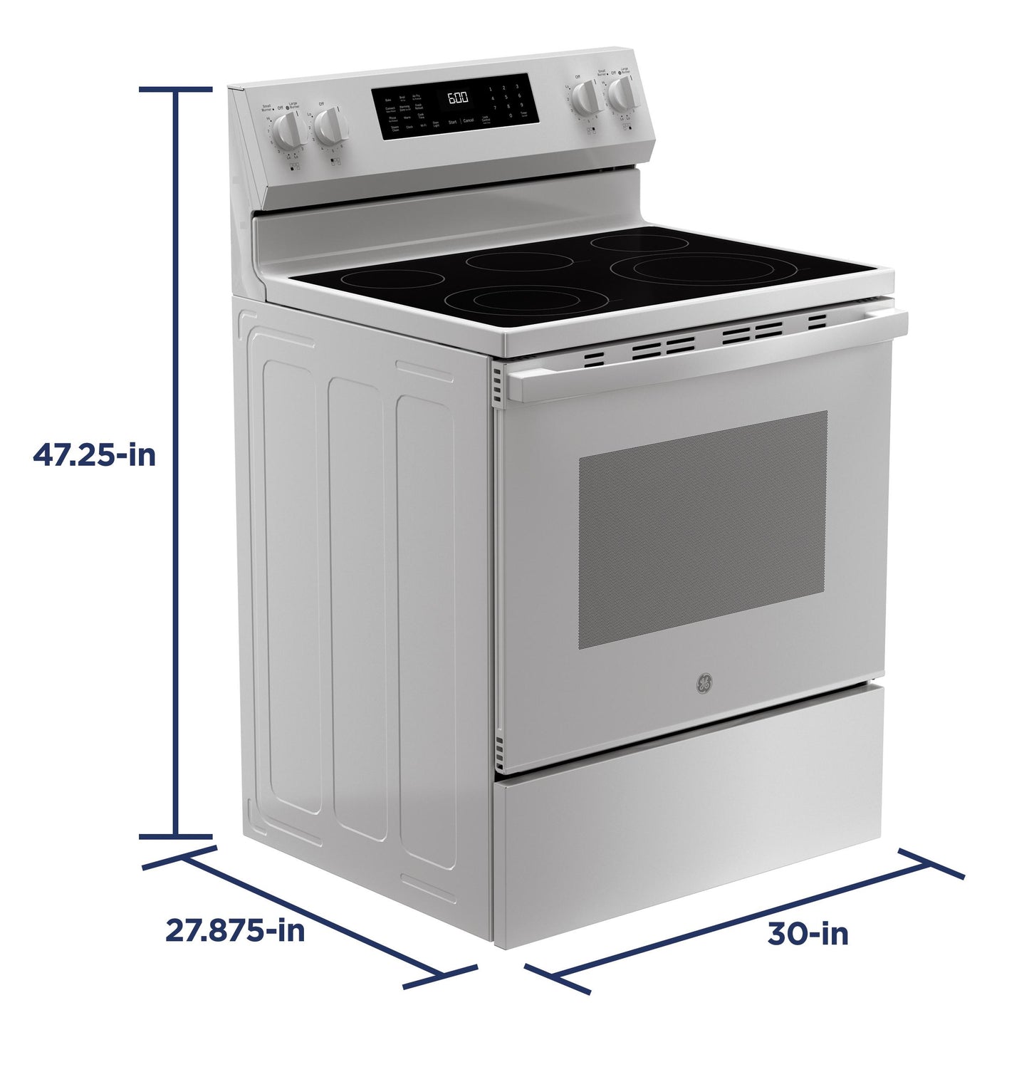 GE APPLIANCES GRF600AVWW GE® ENERGY STAR® 30" Free-Standing Electric Convection Range with No Preheat Air Fry and EasyWash™ Oven Tray White - GRF600AVWW