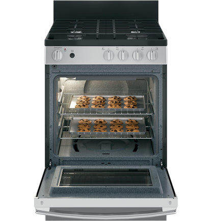 GE APPLIANCES 24" Steam Clean Free-Standing/Slide-in Gas Range Black On Stainless - JGAS640RMSS