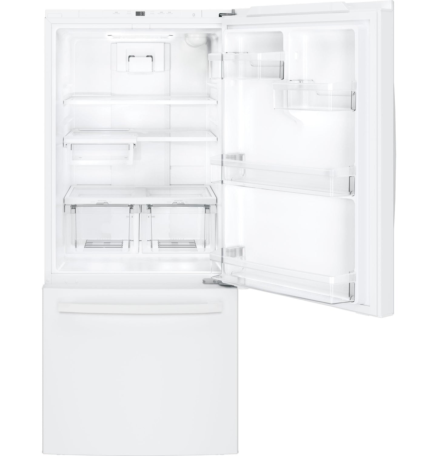GE APPLIANCES 21.0 Cu. Ft. Bottom-Freezer Refrigerator White - GDE21EGKWW