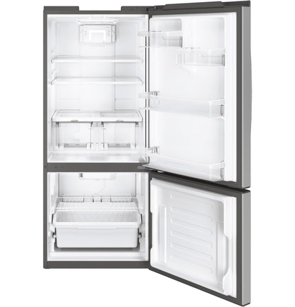 GE APPLIANCES 20.9 Cu. Ft. Bottom-Freezer Refrigerator in Stainless Steel - GBE21DYKFS