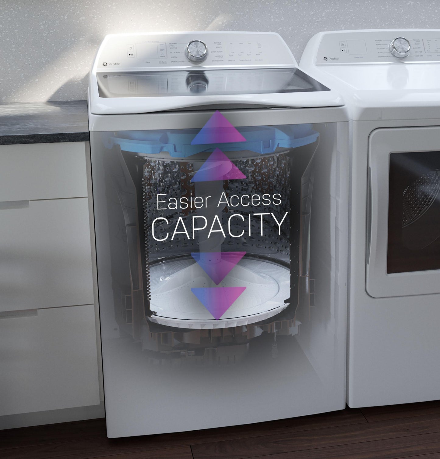 GE APPLIANCES PTW805BPWRS GE Profile™ ENERGY STAR® 5.3 cu. ft. Capacity Washer with Smarter Wash Technology and Adaptive SmartDispense Blue - PTW805BPWRS