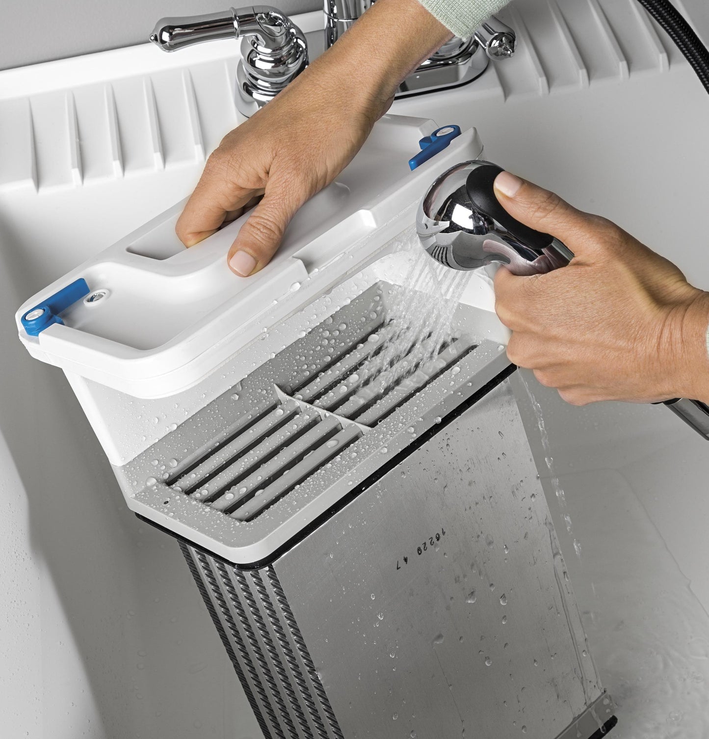 GE APPLIANCES GE 24" 4.1 Cu.Ft. Front Load Ventless Condenser Electric Dryer with in Stainless Steel Basket White - GFT14ESSMWW