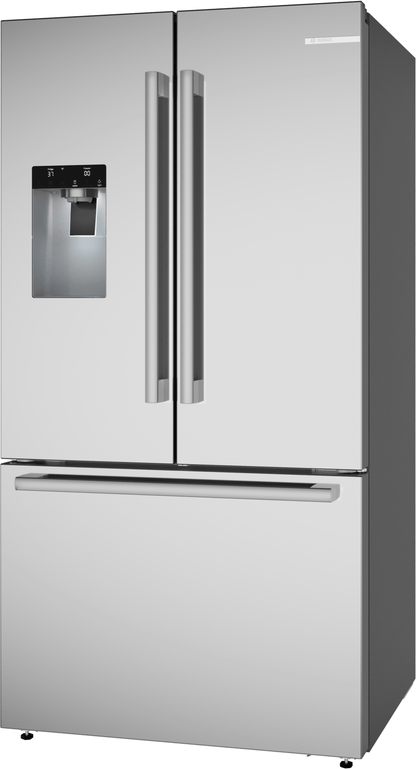 BOSCH B36FD52SNS 500 Series, French Door Bottom freezer, multi door, 36'', Brushed steel (with anti-fingerprint), Total No Frost in Stainless Steel - B36FD52SNS